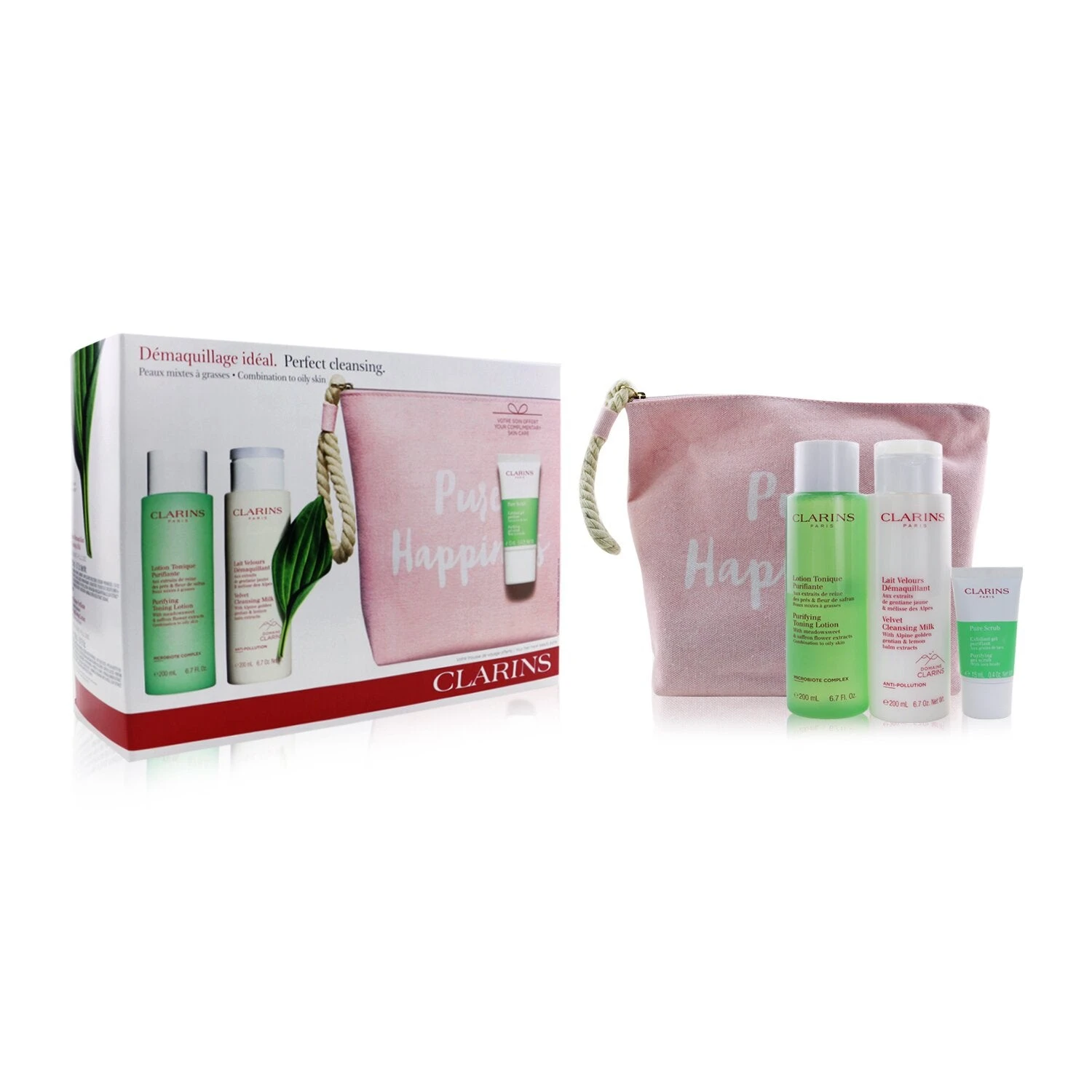 Clarins Perfect Cleansing Set (Combination To Oily Skin): Cleansing Milk 200ml+ Toning Lotion 200ml+ Pure Scrub 15ml+ Bag 3pcs+1bag 4 Clarins Perfect Cleansing Set (Combination To Oily Skin): Cleansing Milk 200ml+ Toning Lotion 200ml+ Pure Scrub 15ml+ Bag 3pcs+1bag - Image 2