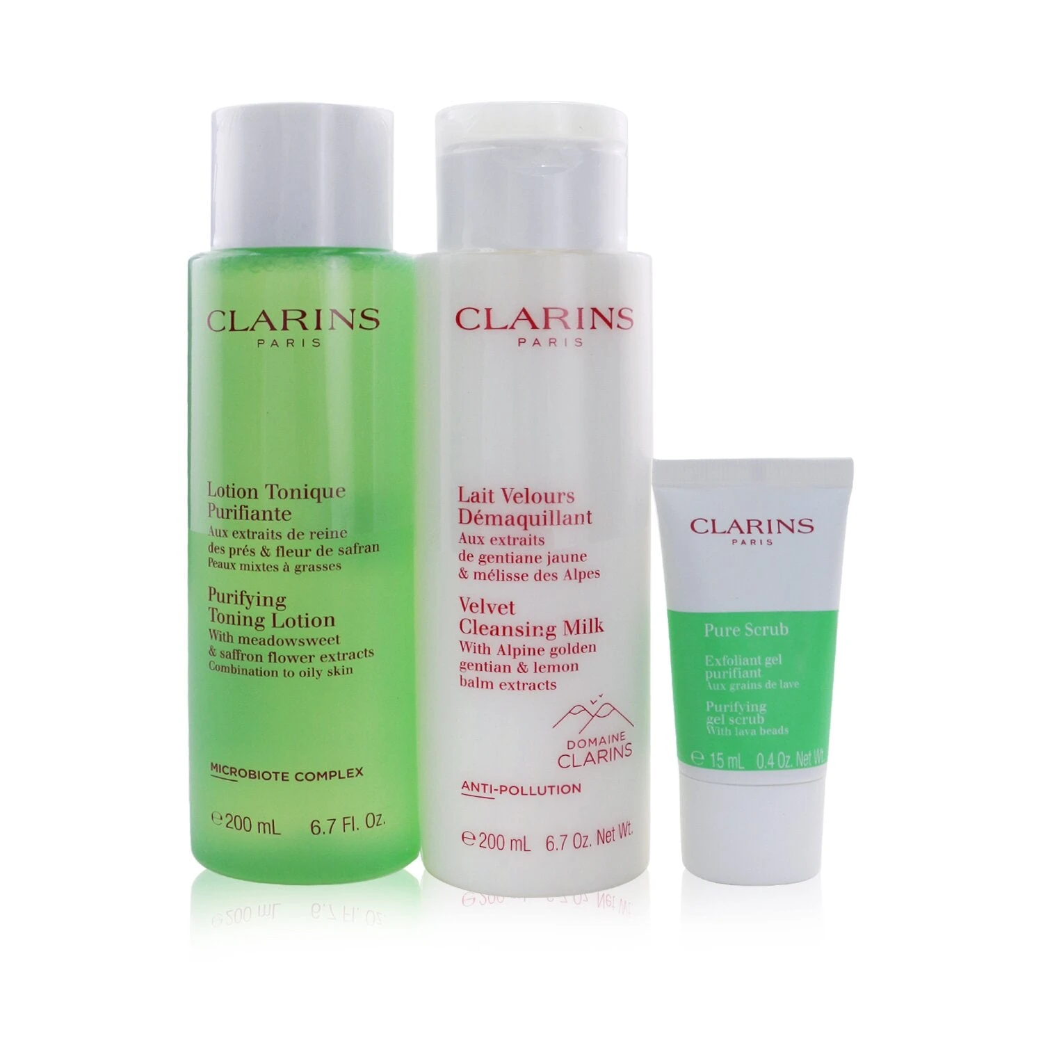 Clarins Perfect Cleansing Set (Combination To Oily Skin): Cleansing Milk 200ml+ Toning Lotion 200ml+ Pure Scrub 15ml+ Bag 3pcs+1bag 3 Clarins Perfect Cleansing Set (Combination To Oily Skin): Cleansing Milk 200ml+ Toning Lotion 200ml+ Pure Scrub 15ml+ Bag 3pcs+1bag